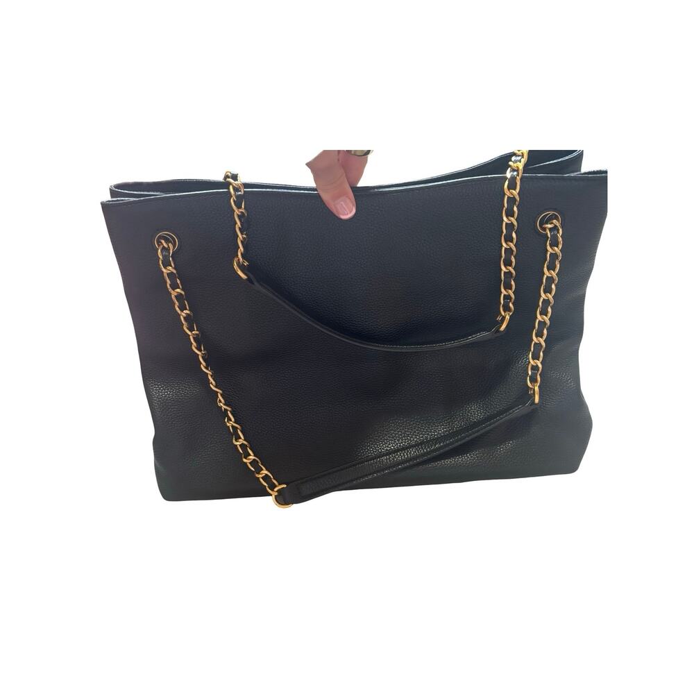 Tory Burch Britten Triple Compartment Leather Tote Black - Picture 6 of 7